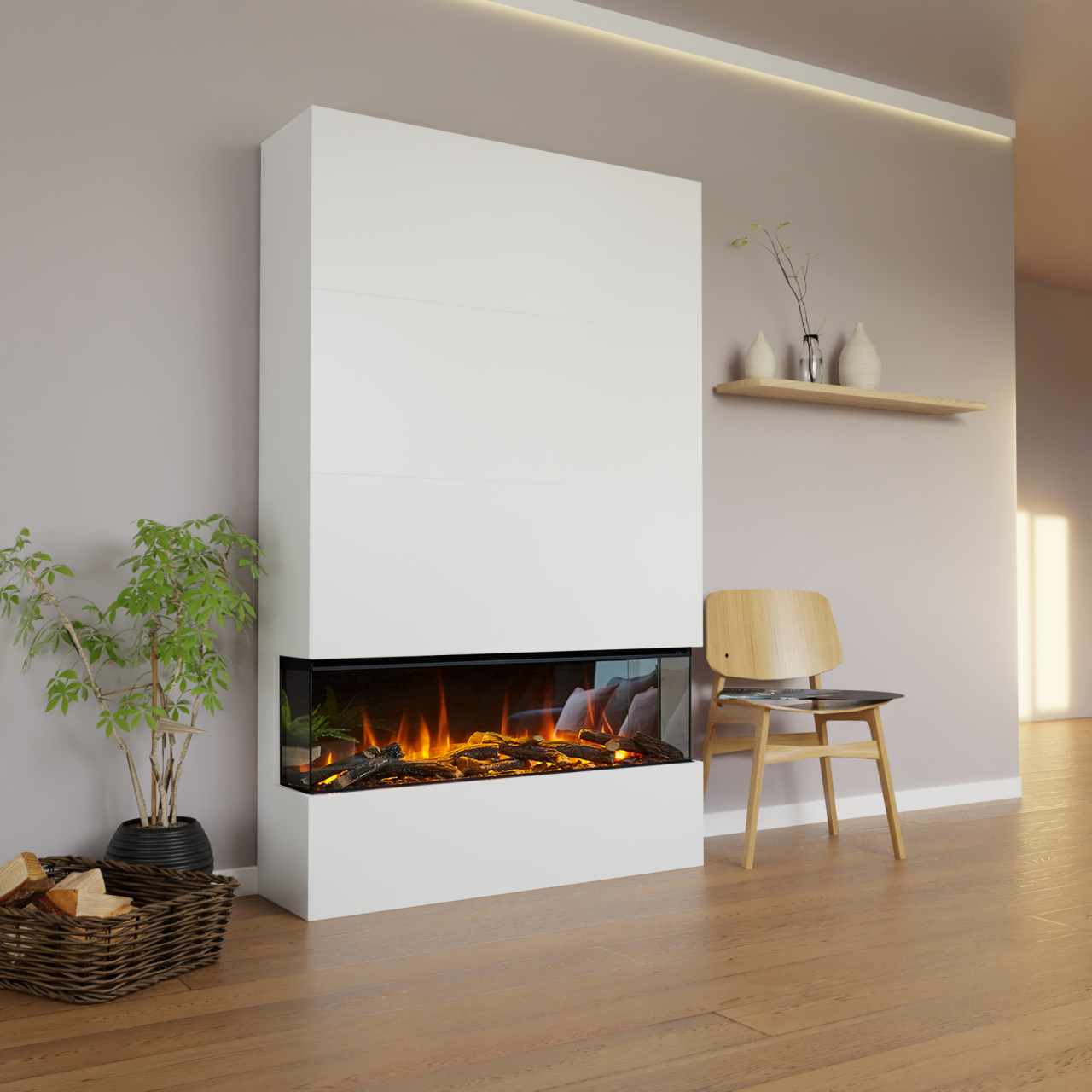 Glow Fire Fernsehwand BF2 1200 Elektrokamin Weiß Standard-Glas New Forest Holzdekoration Flach