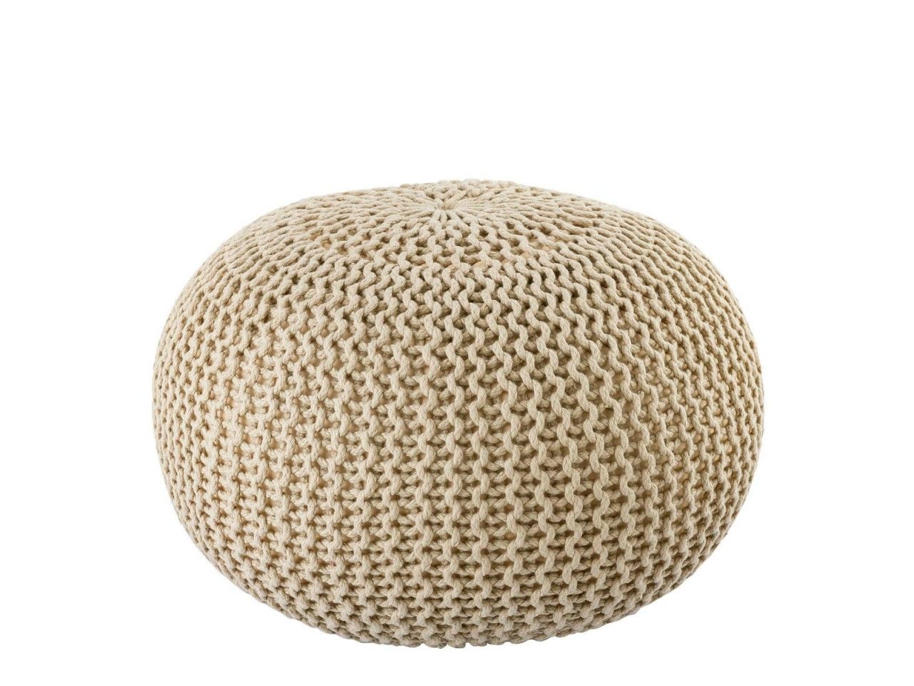 Pouf PREMIUM ø45cm Sitzhocker Strickpouf Innen Terrasse Pool Garten nachhaltig creme – warm sand