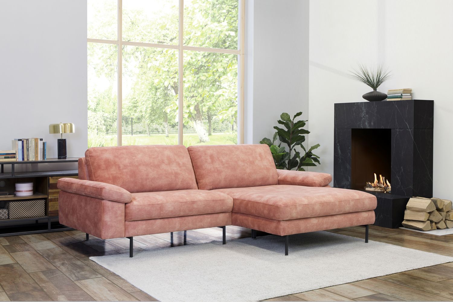 KAWOLA Sofa VISAO Ecksofa Velvet rosa