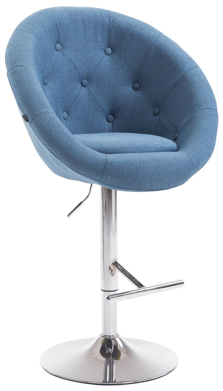 Barhocker London V2 Stoff chrom blau