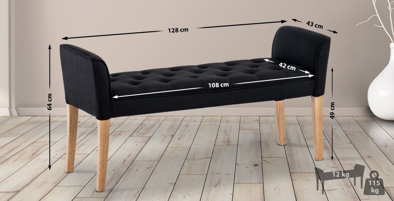 Chaiselongue Cleopatra, antik-hell schwarz