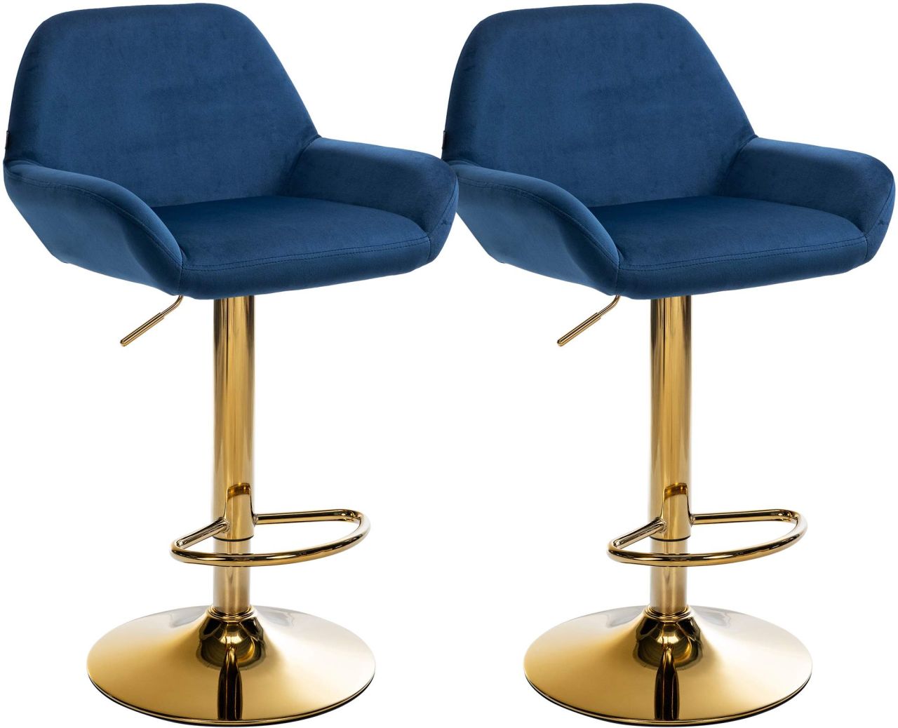 2er Set Barhocker Braga Gold Samt blau