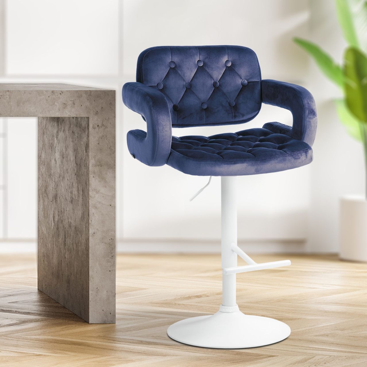 Barhocker Dublin Samt weiß blau