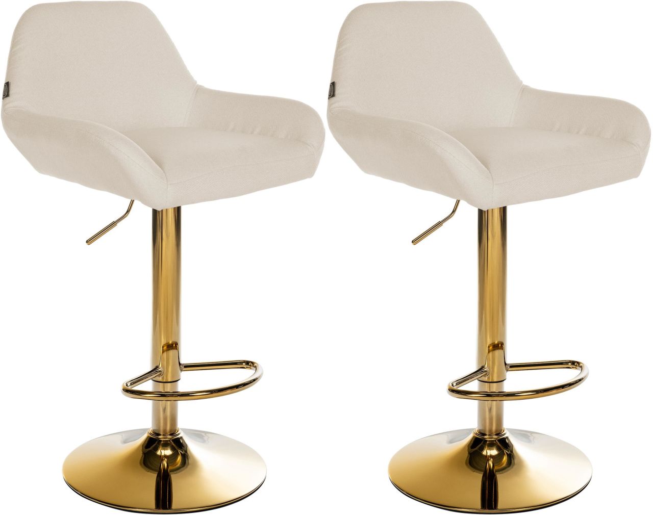 2er Set Barhocker Braga Gold Stoff creme