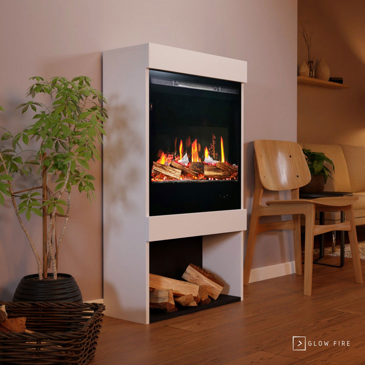 Glow Fire SCM-1 Elektrokamin Screen Motion Weiß