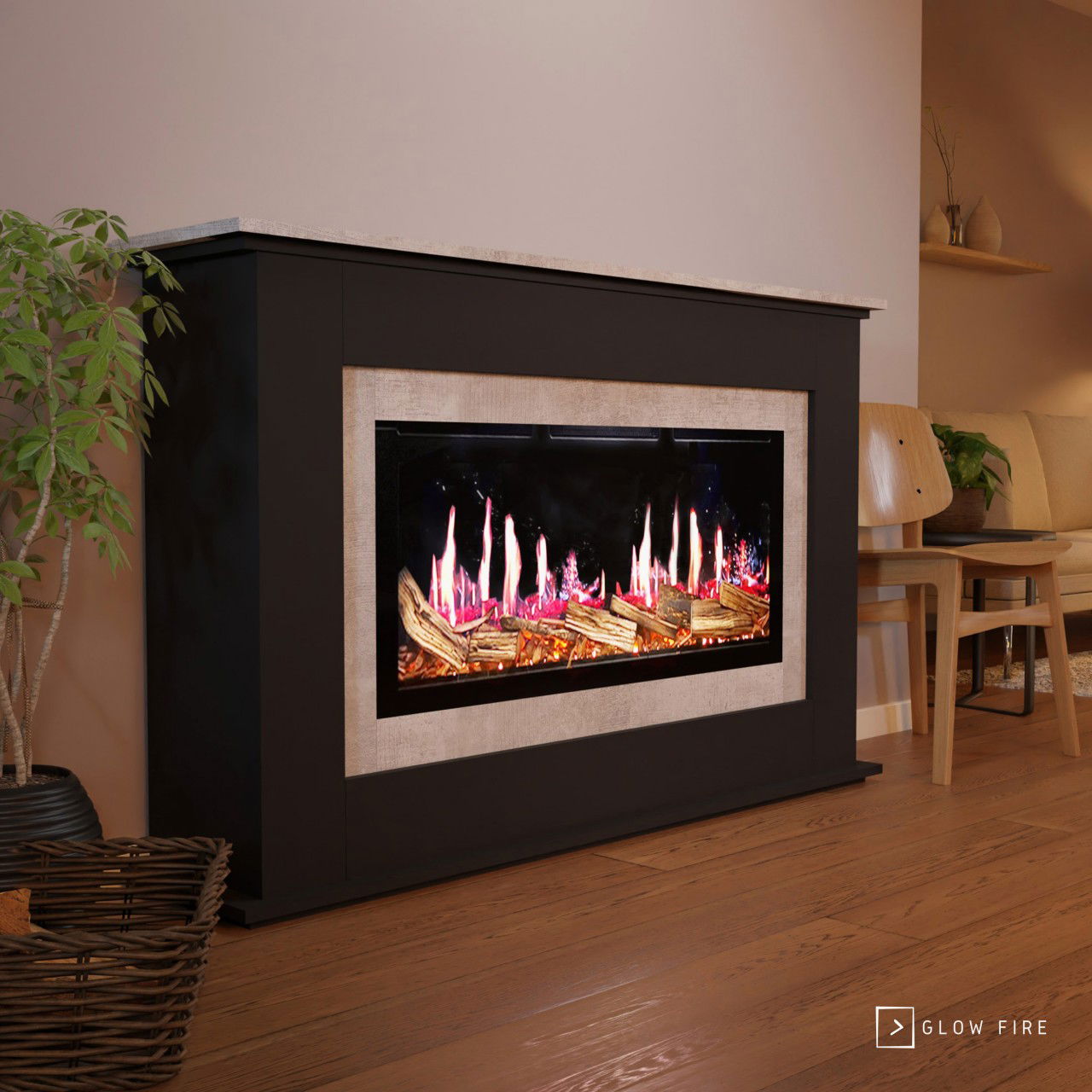 Glow Fire SCM-4 Elektrokamin Screen Motion Schwarz (Beton)