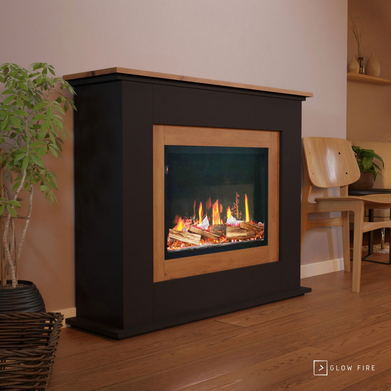 Glow Fire SCM-5 Elektrokamin Screen Motion Schwarz (Eiche)