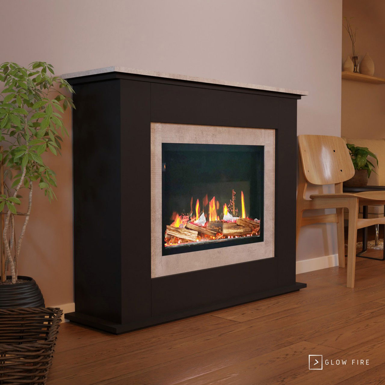 Glow Fire SCM-5 Elektrokamin Screen Motion Schwarz (Beton)