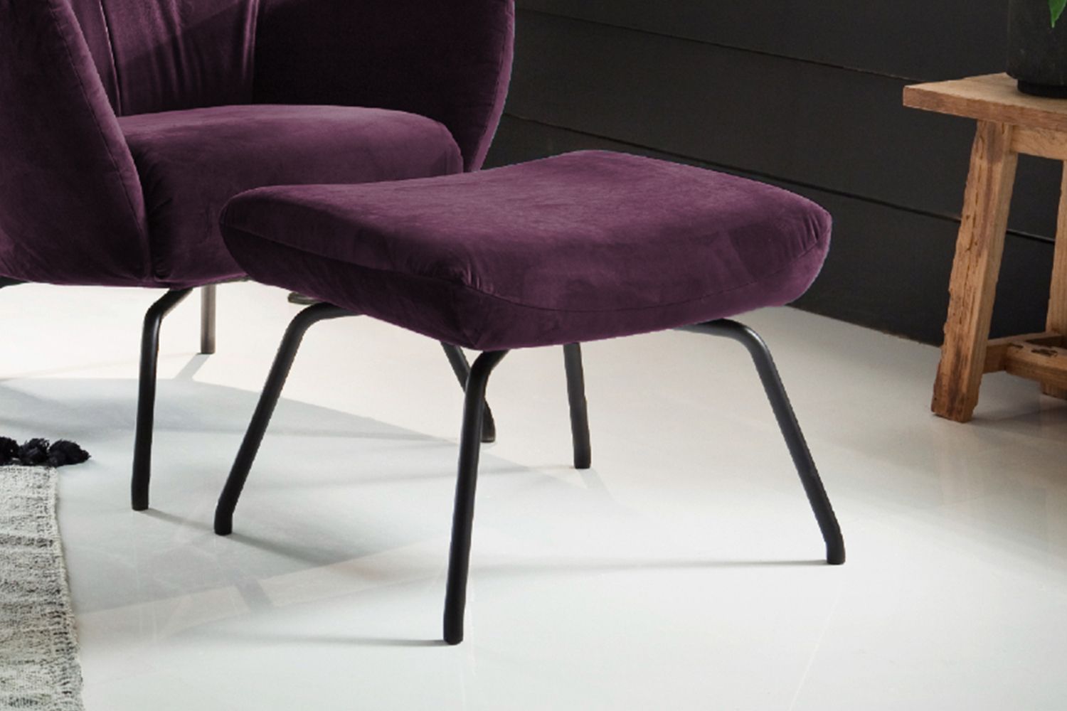 KAWOLA Hocker LOTTE Polsterhocker velvet purple