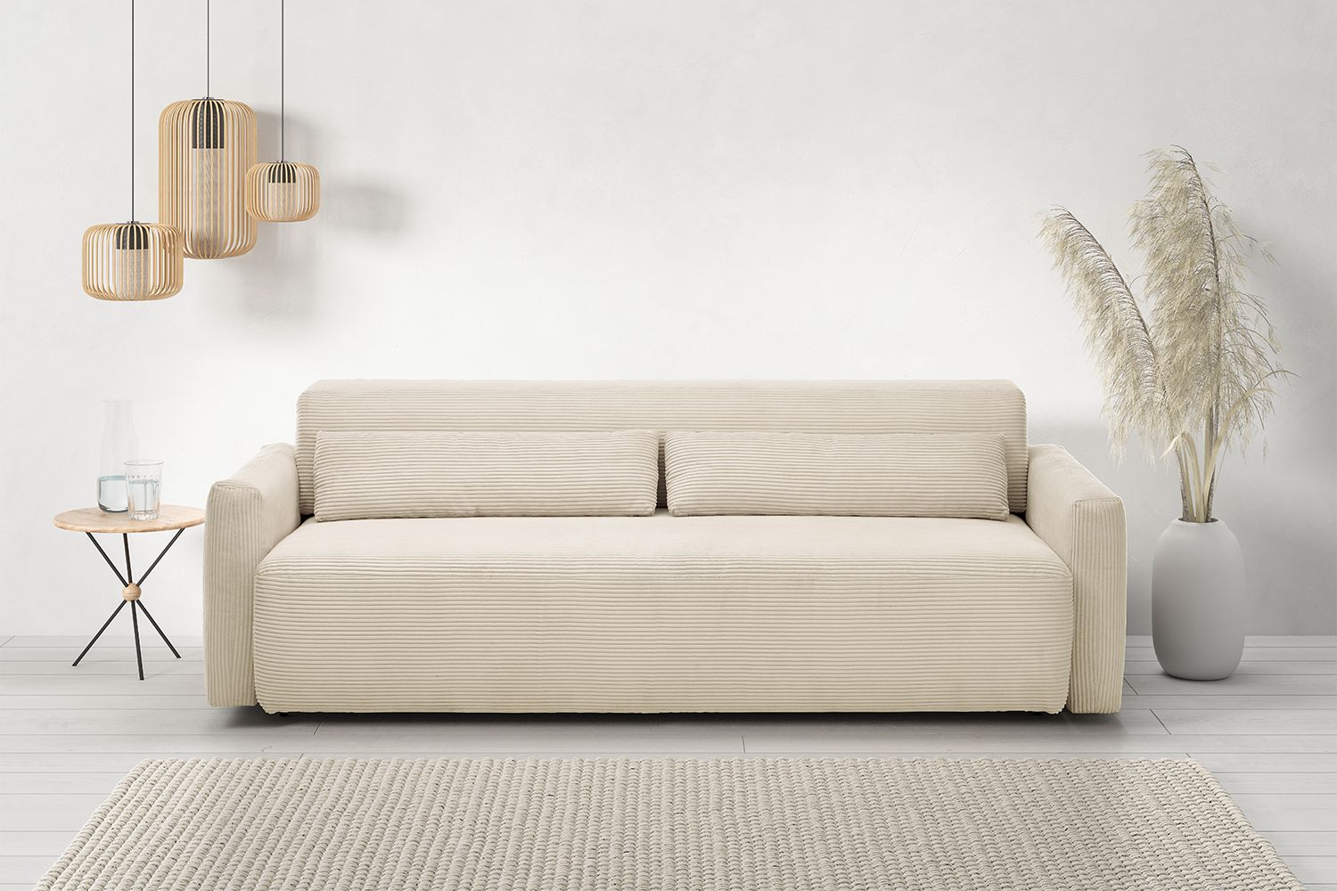 KAWOLA Sofa NEO Schlafsofa Bettsofa Cord cremeweiß