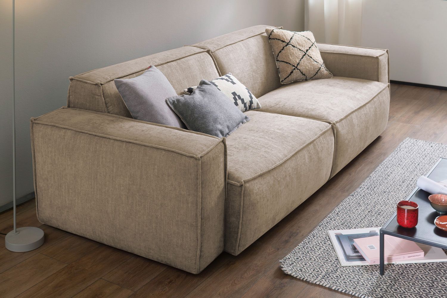 KAWOLA Sofa SAMU Stoff taupe