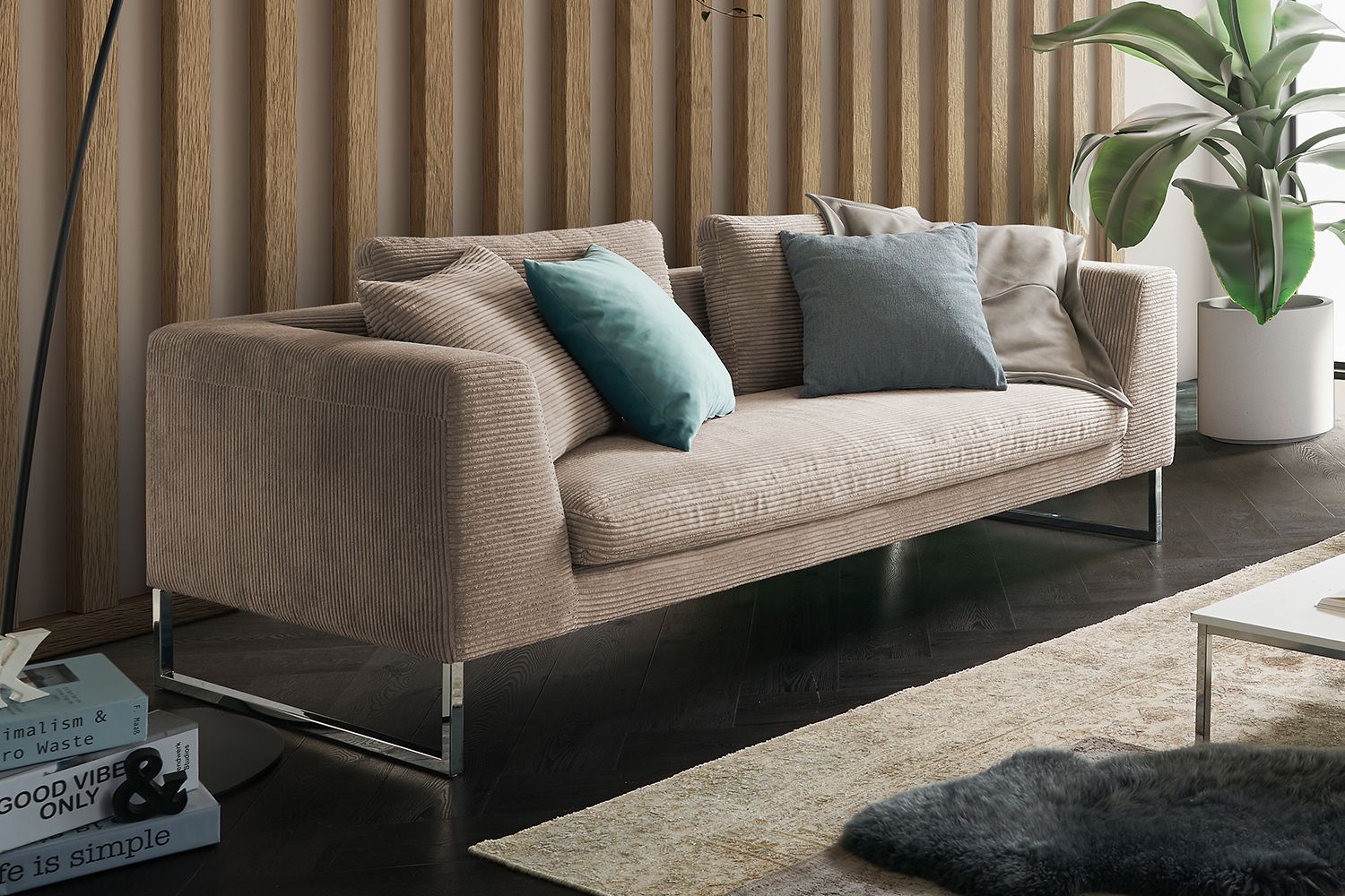 KAWOLA Sofa ARIAN Cord taupe