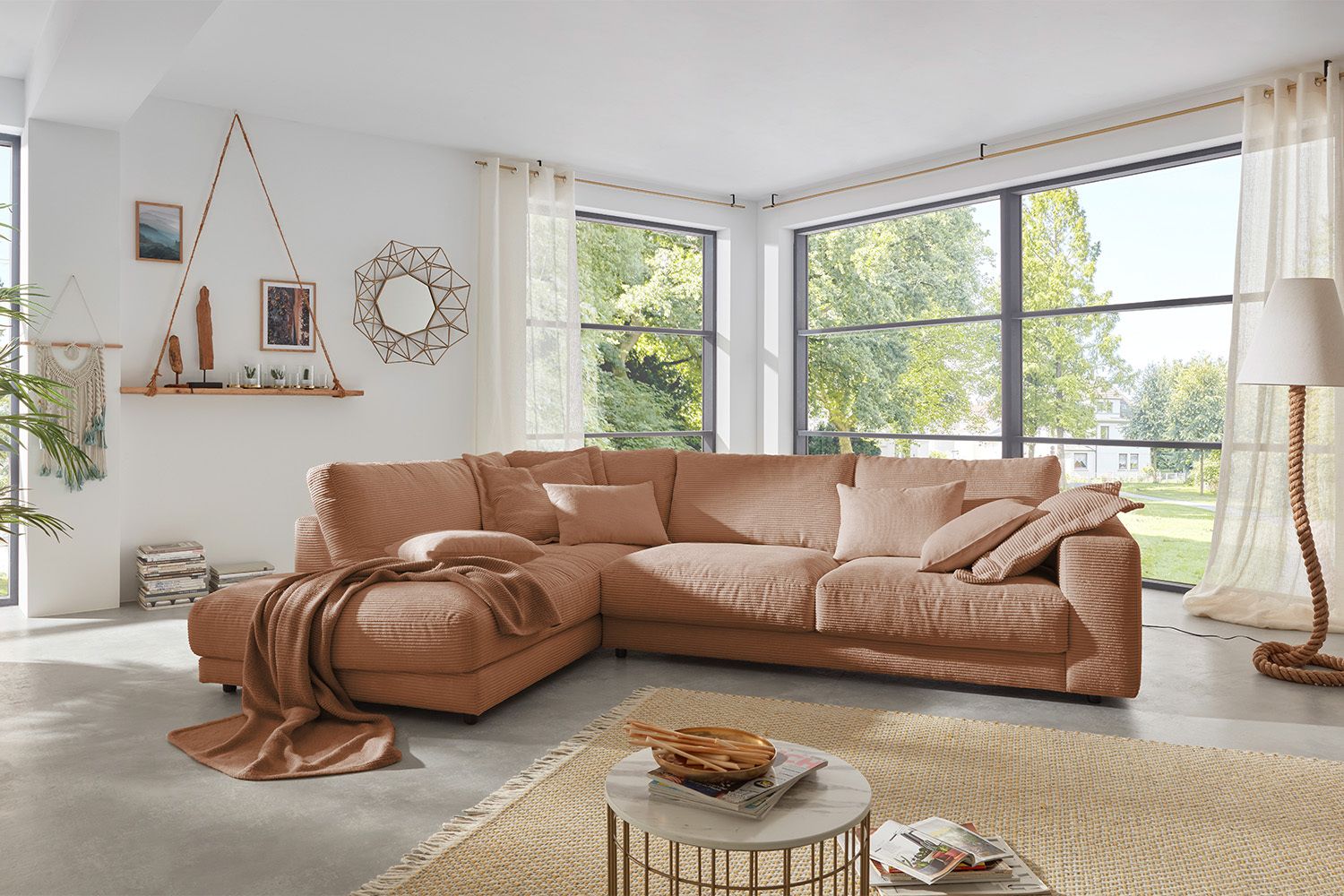 KAWOLA Sofa MADELINE Ecksofa Cord rost