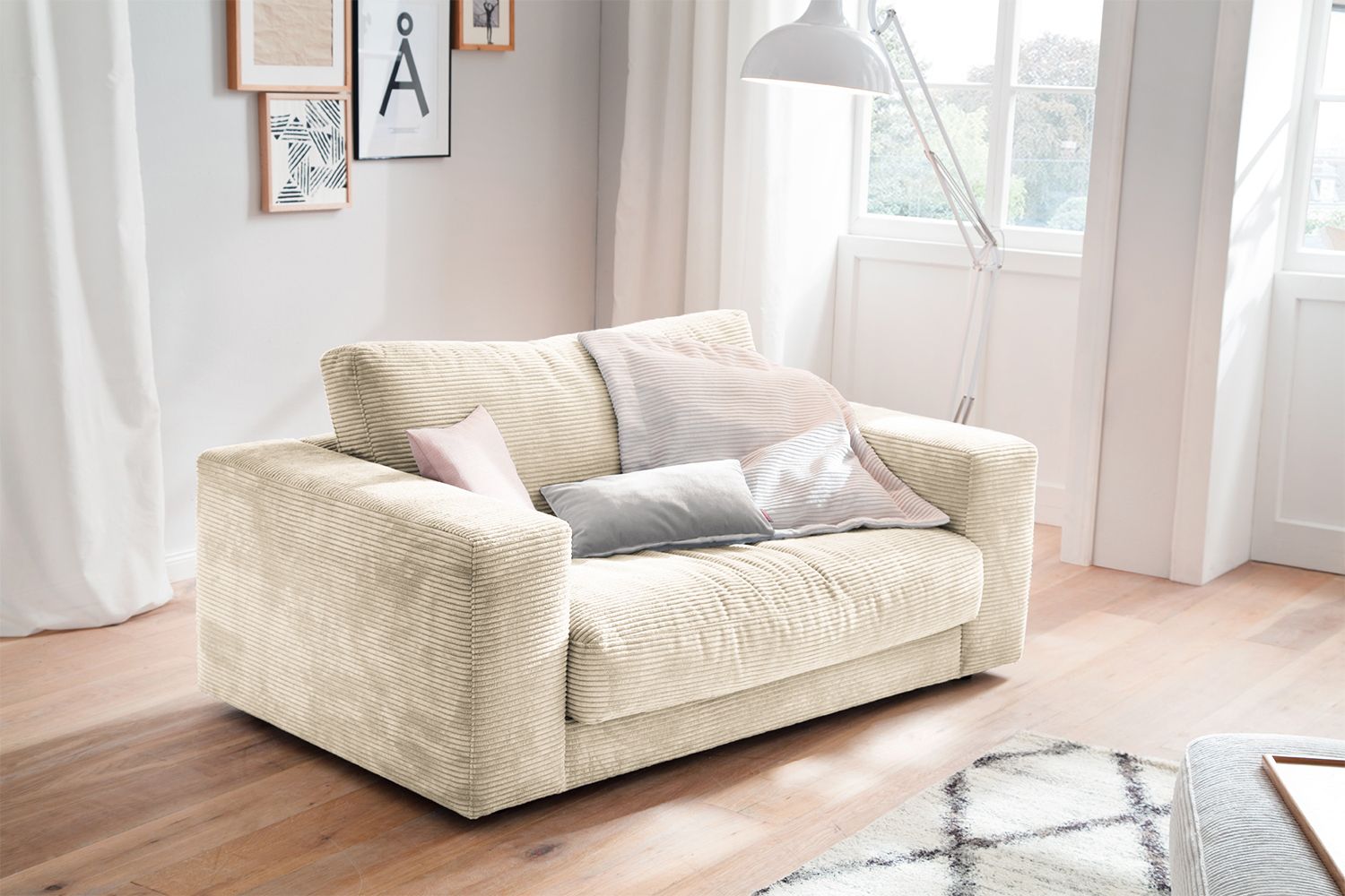 KAWOLA Doppelsessel MADELINE Loveseat Cord cremeweiß