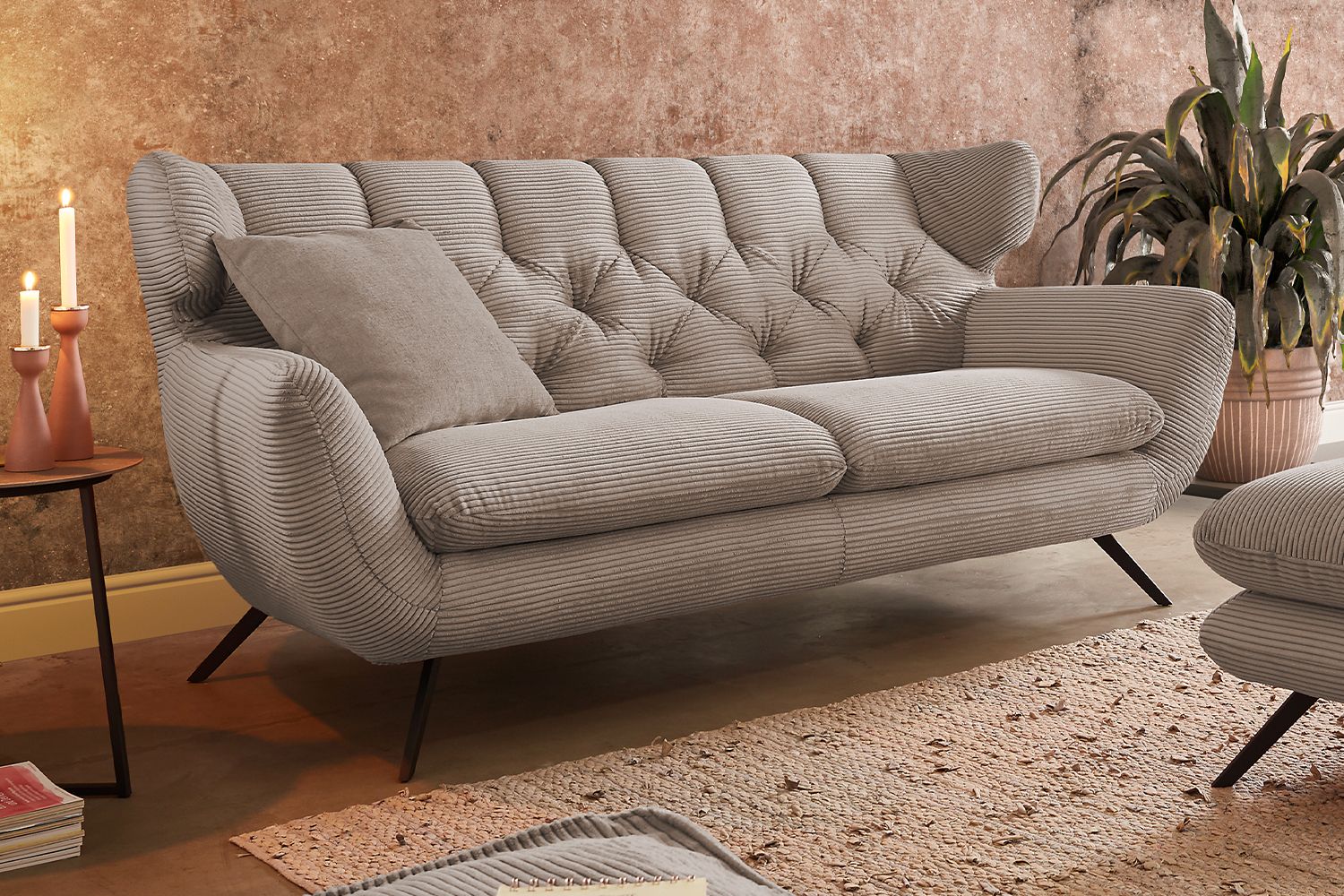 KAWOLA Sofa CHARME Cord taupe