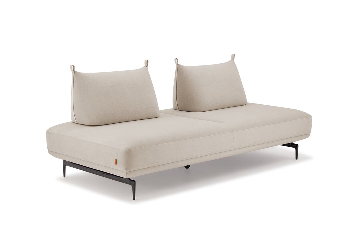 KAWOLA Sofa CANE Schlafsofa Daybed Stoff cremeweiß