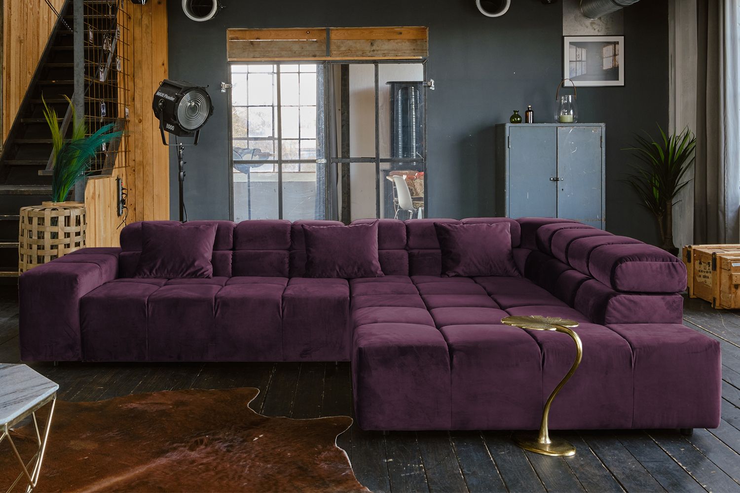 KAWOLA Sofa NEVADA Ecksofa Velvet purple