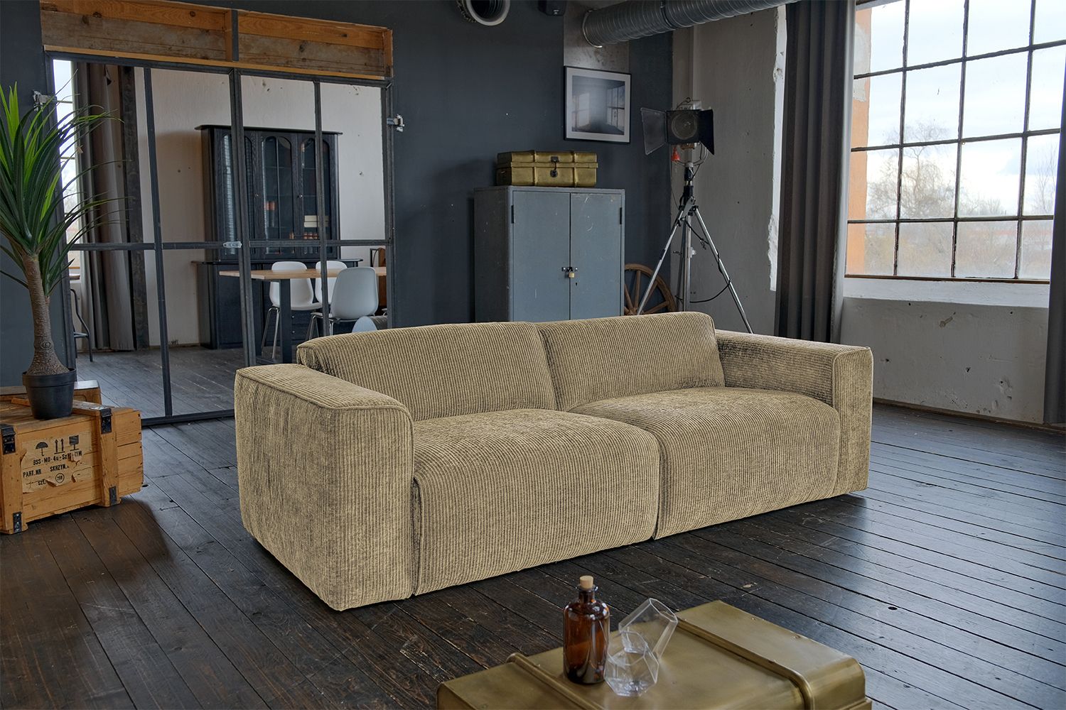 KAWOLA Sofa NELE 3-Sitzer Cord beige