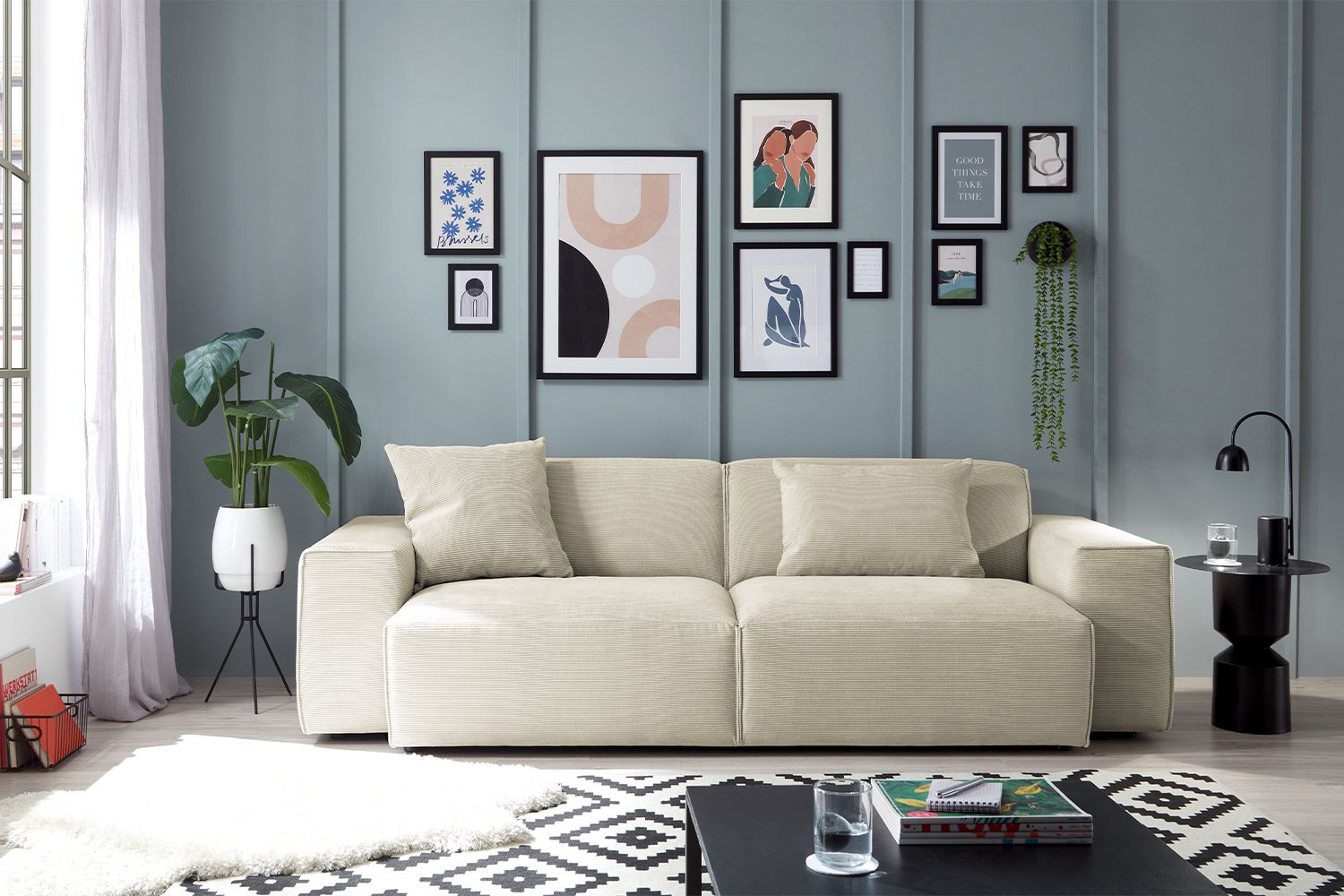 KAWOLA Sofa RANI 3-Sitzer Feincord beige