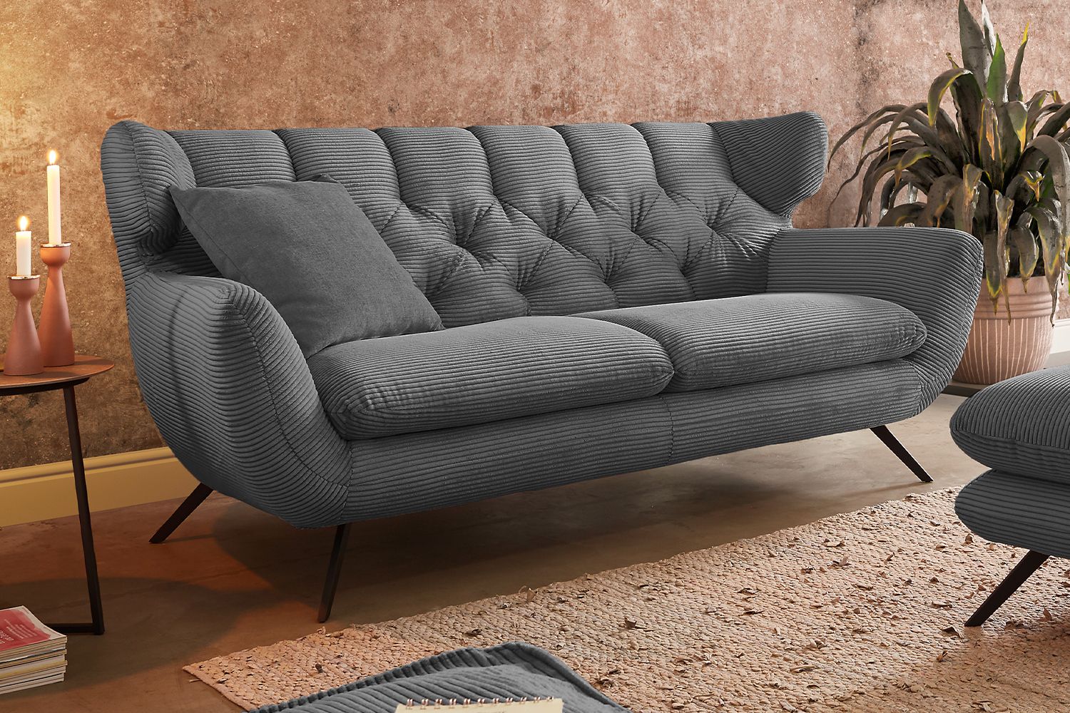 KAWOLA Sofa CHARME Cord grau