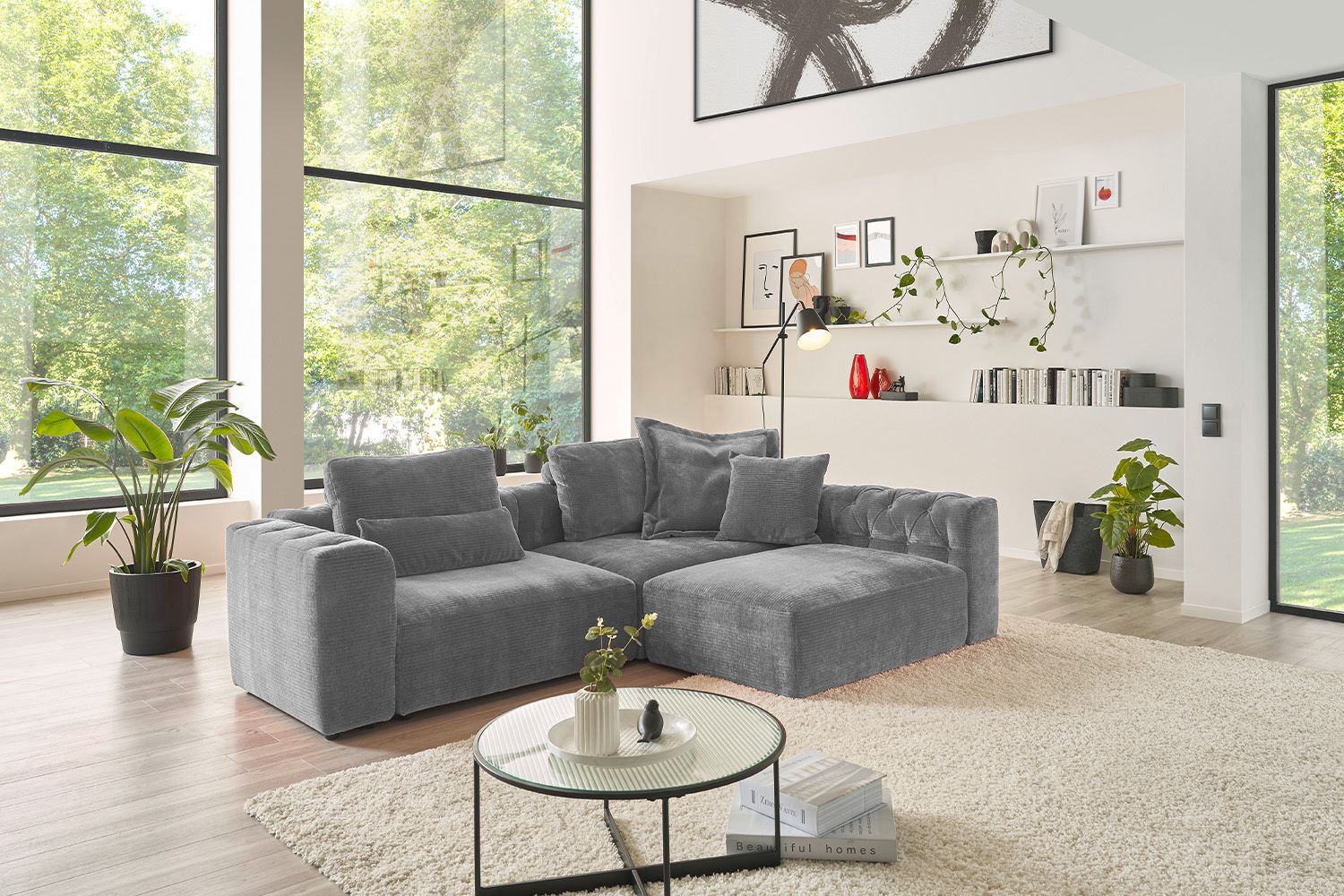 KAWOLA Sofa SEPHI Modulsofa 2 Cord Vintage grau