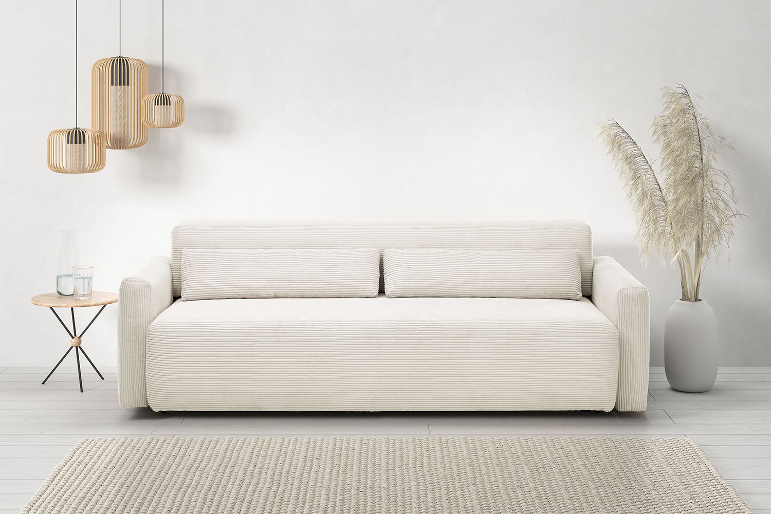 KAWOLA Sofa NEO Schlafsofa Bettsofa Cord weiß