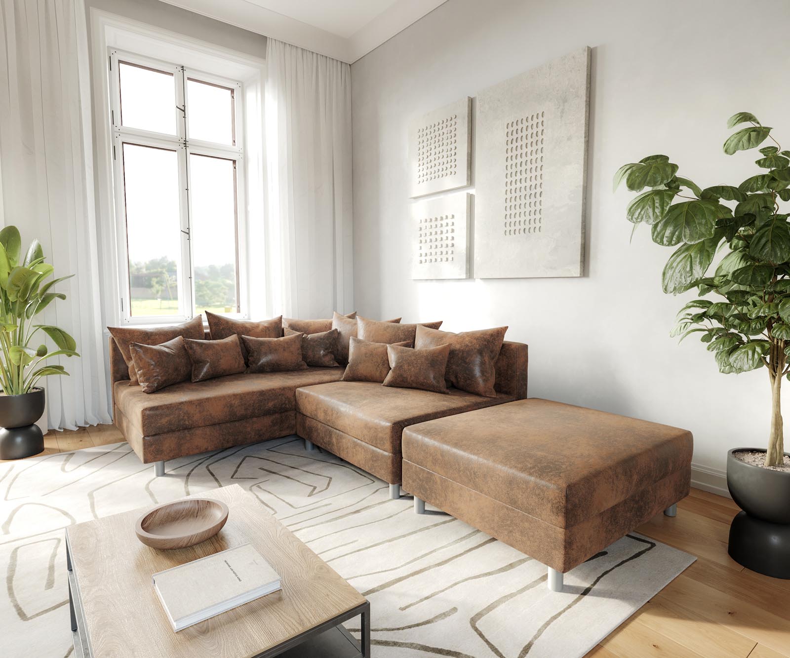 DELIFE Ecksofa Clovis Braun Antik Optik Hocker Ottomane Links Modulsofa, Design Ecksofas, Couch Loft, Modulsofa, modular