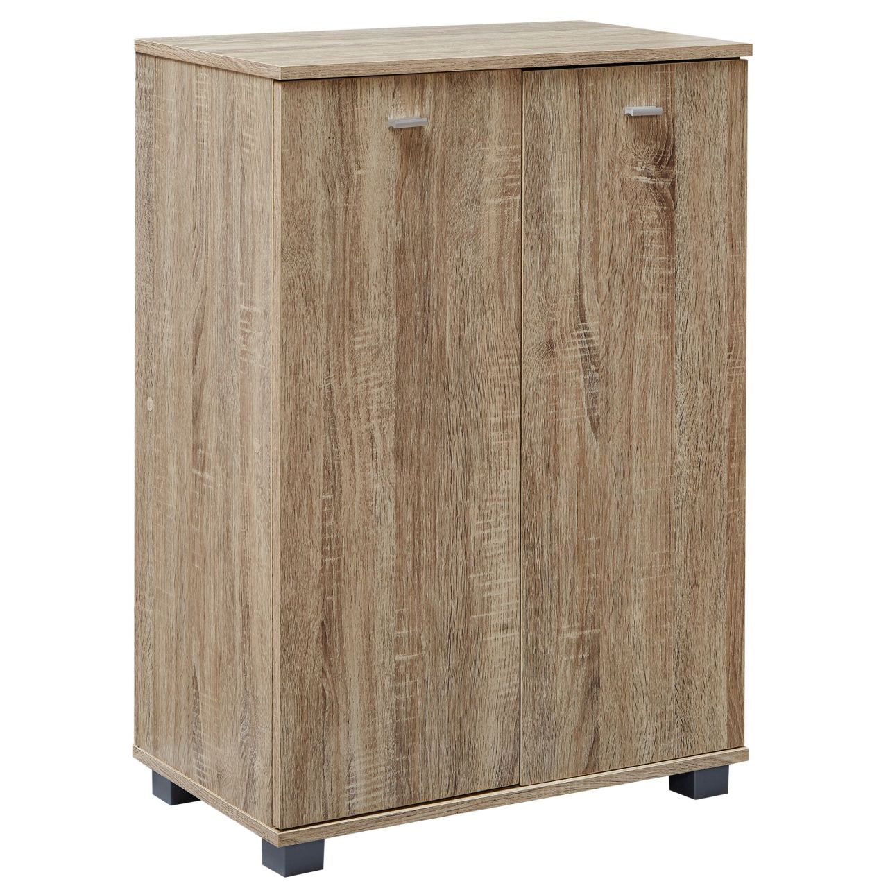 Design Schuhschrank NIMES modern Holz Sonoma 12 Paar Schuhe 4 Fächer 2 Türen, Schuhregal 60x90x35 cm platzsparend, Schuhkommode Flurschrank mit Ablage