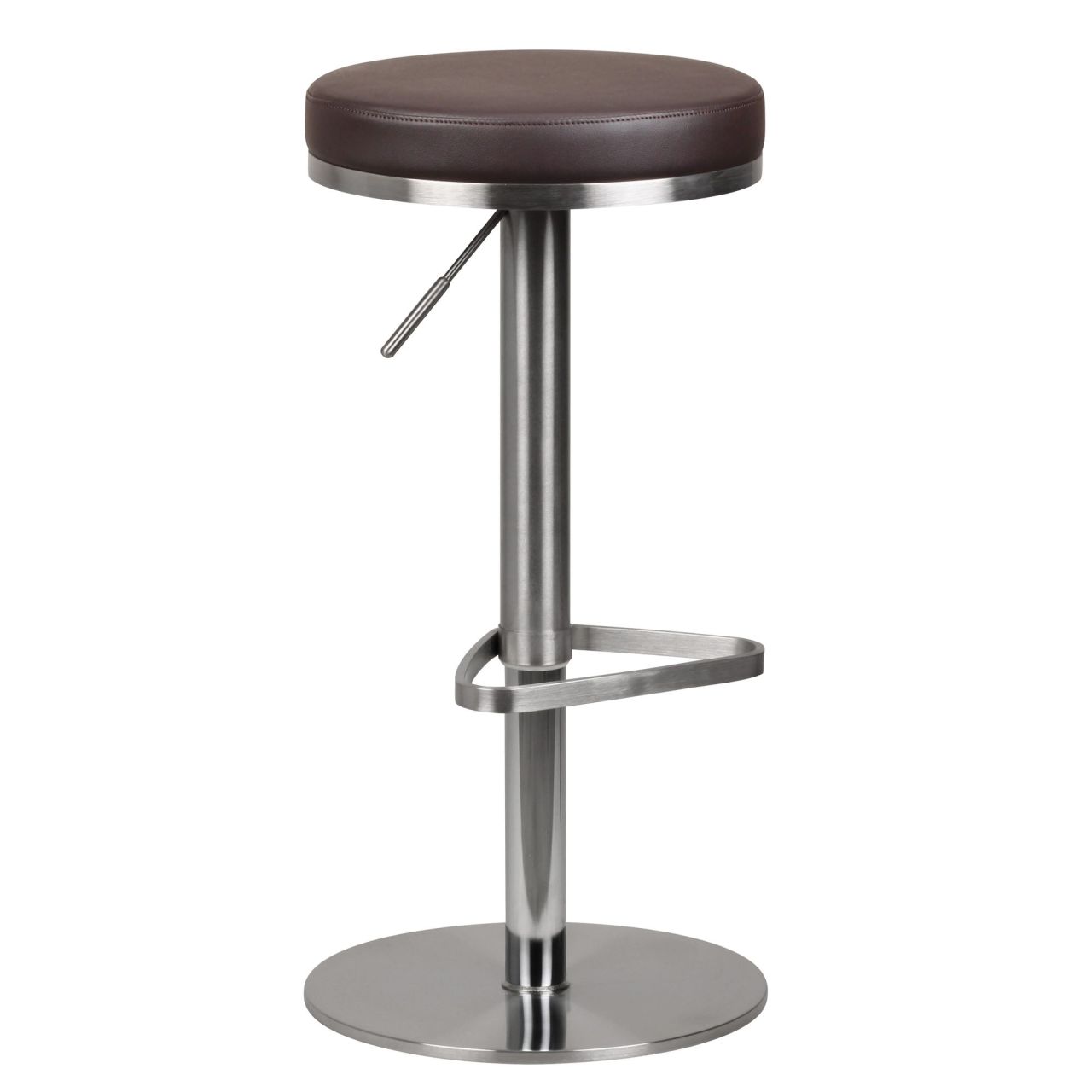 Barhocker WL1.612 Braun Edelstahl höhenverstellbare Sitzhöhe 57 – 82 cm, Barstuhl Modern 360° Drehbar, Tresenhocker mit Standfuß, Design Bistrohocker Hoch, Tresenstuhl-Sitz Gepolstert