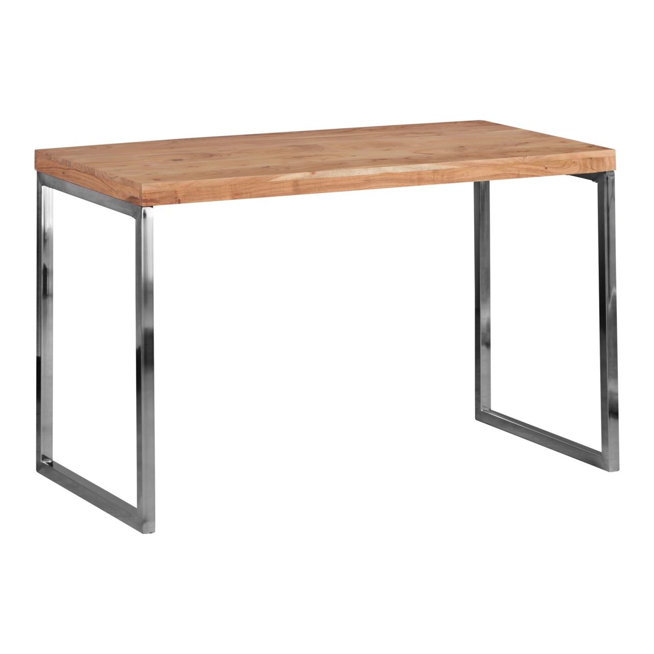 Schreibtisch GUNA Massivholz Akazie, Computertisch 120 x 60 cm aus echtem Holz, Laptoptisch im Landhaus-Stil, Konsolen-Tisch mit Metallbeinen, Arbeitstisch dunkel-braun für Büro