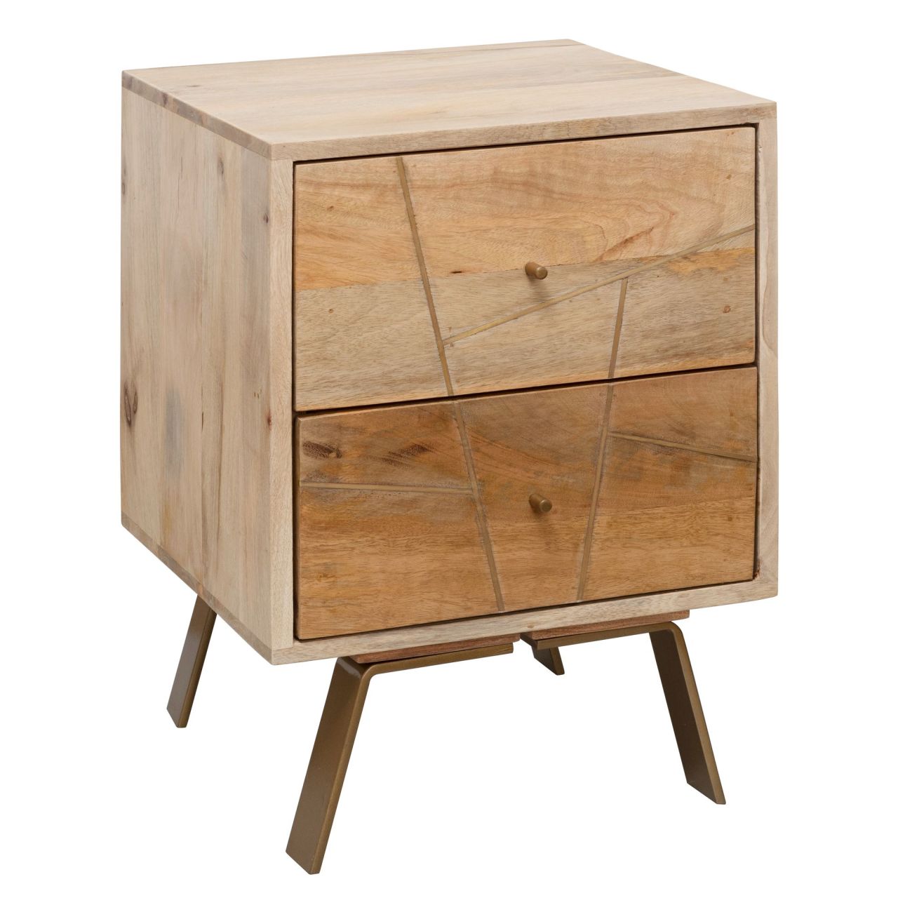 Nachtkonsole SIKAR 40x56x40cm Mango Massivholz Nachtschrank Hoch, Landhaus Nachtkommode Boxspringbett, Nachttisch Schubladen, Nachtkästchen Nachttischschrank Holz, Beistelltisch Massiv