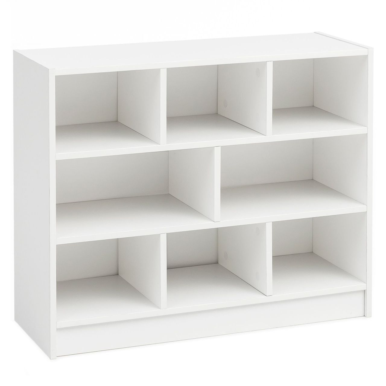 Bücherregal WL5.819 Weiß 80×68,5×29,5 cm Regal Standregal Modern, Flurregal Schuhregal Schmal, Design Dekoregal Holz, Holzregal mit Fächern, Ablageregal Wohnzimmer Abstellraum