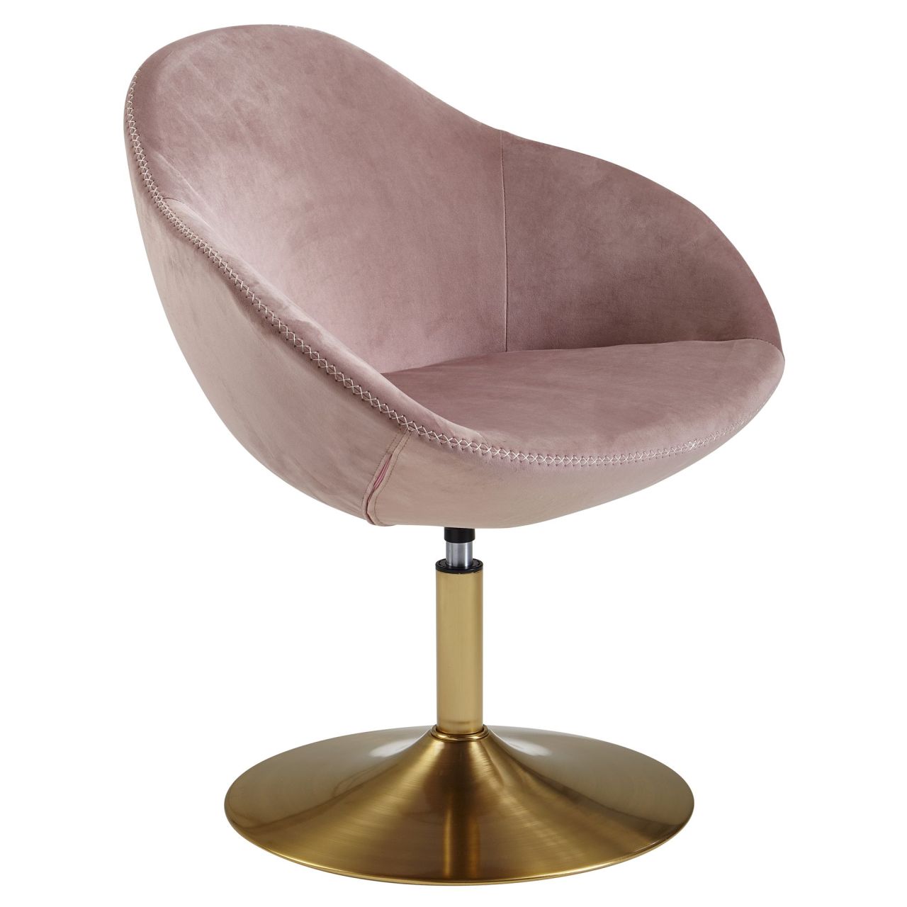 Loungesessel Samt Rosa / Gold 70x79x70 cm Design Drehstuhl, Clubsessel Polsterstuhl mit Armlehne, Drehsessel Cocktailsessel Lounge, Barsessel Besucherstuhl, Sessel mit Stoffbezug