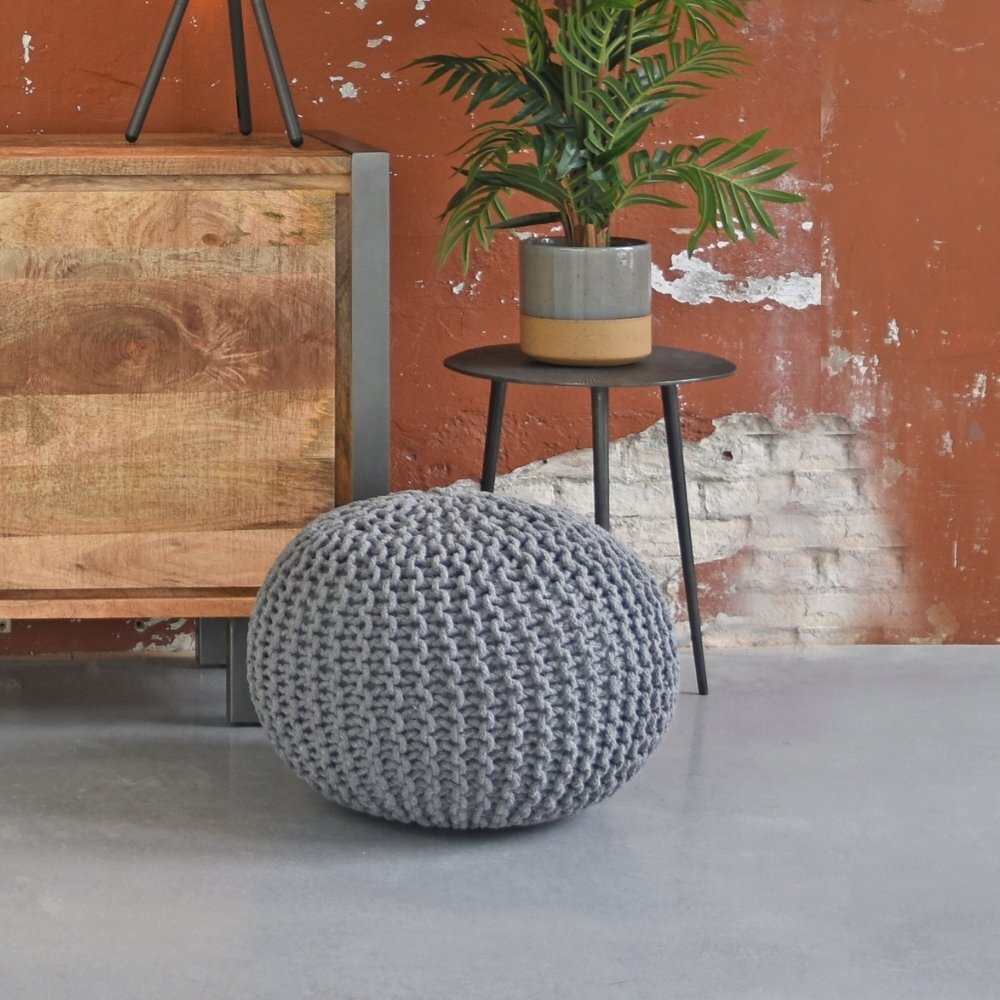 RINGO-Living Pouf Mabel in Hellgrau aus Baumwolle 350x500mm