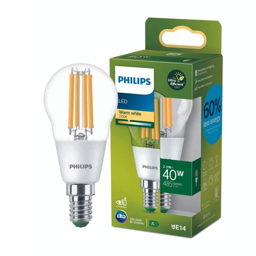 Philips LED Lampe E14 – Tropfen P45 2,3W 485lm 2700K ersetzt 40W