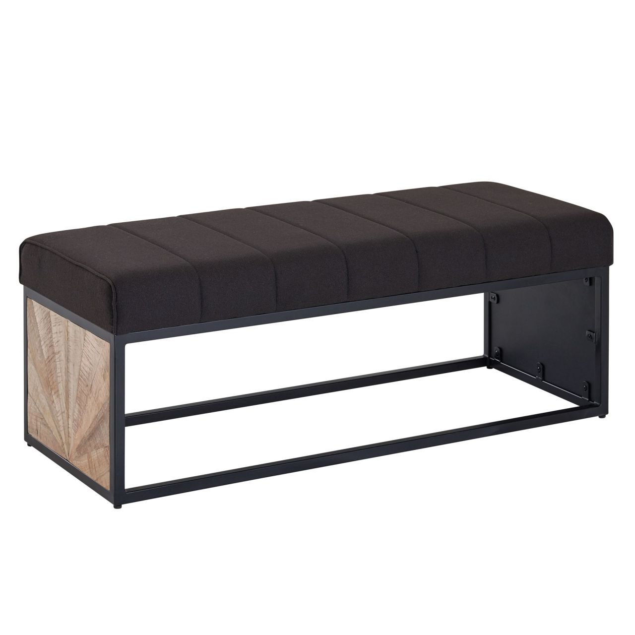 Sitzbank Stoff Schwarz 105x40x40 cm Flur Polsterbank mit Metallgestell, Design Bettbank Schlafzimmer, Flurbank Garderobenbank