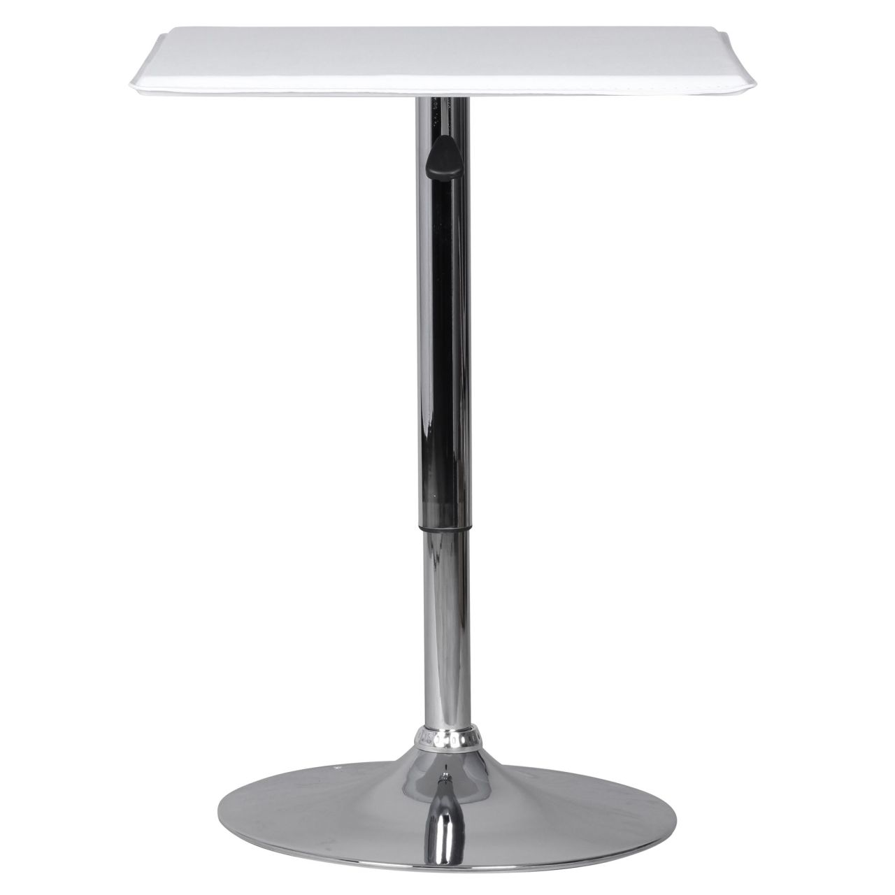 Stehtisch Bistrotisch Kunstleder Weiß höhen-verstellbar quadratisch, Design Bartisch Chrom robust eckig, Stehtisch Messetisch modern, Partytisch drehbar