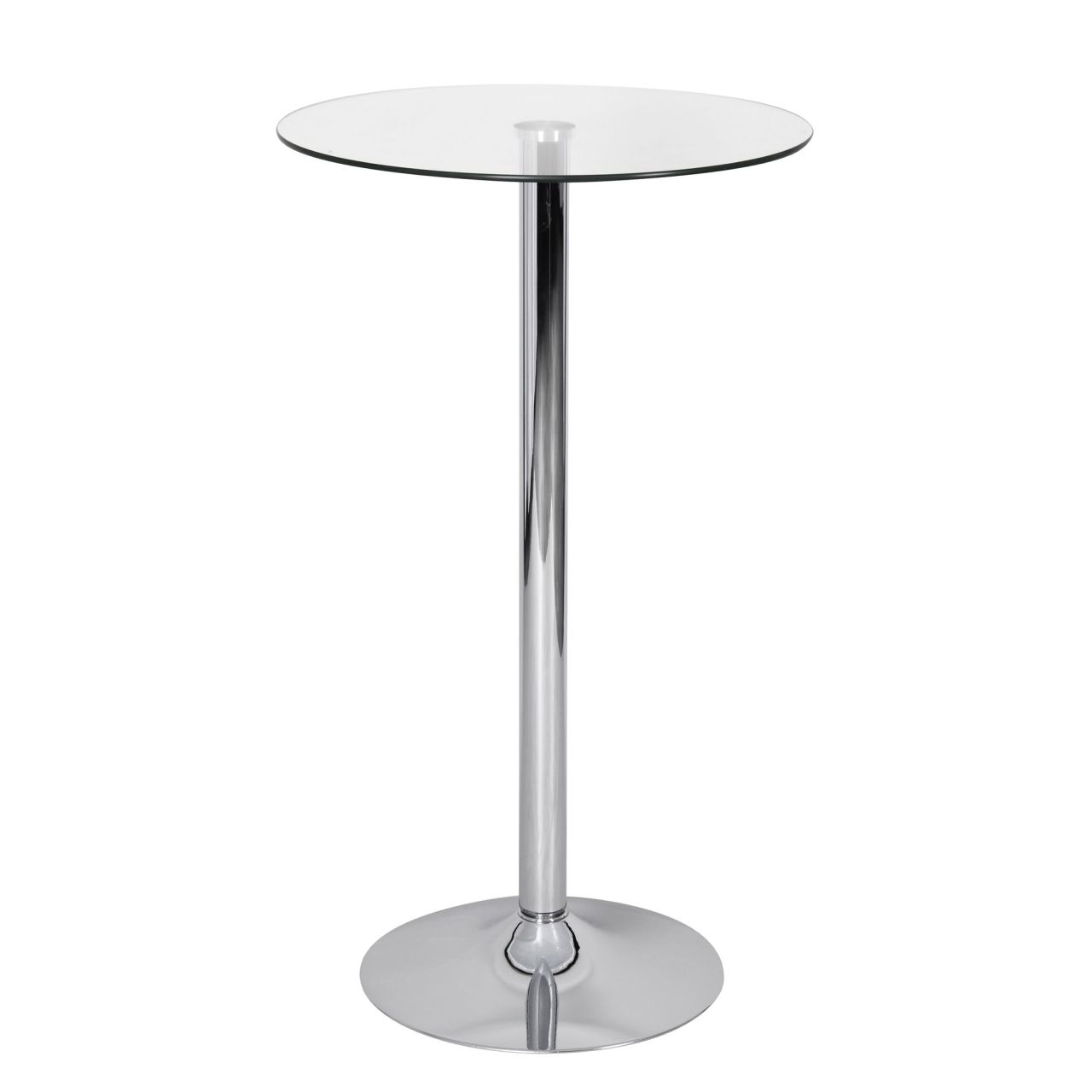 Stehtisch 60x60x105 cm Rund Bartisch Sicherheitsglas Bistrotisch Silber, Moderner Tisch für Bar, Design Partytisch Metall, Hochtisch Messetisch Chrom