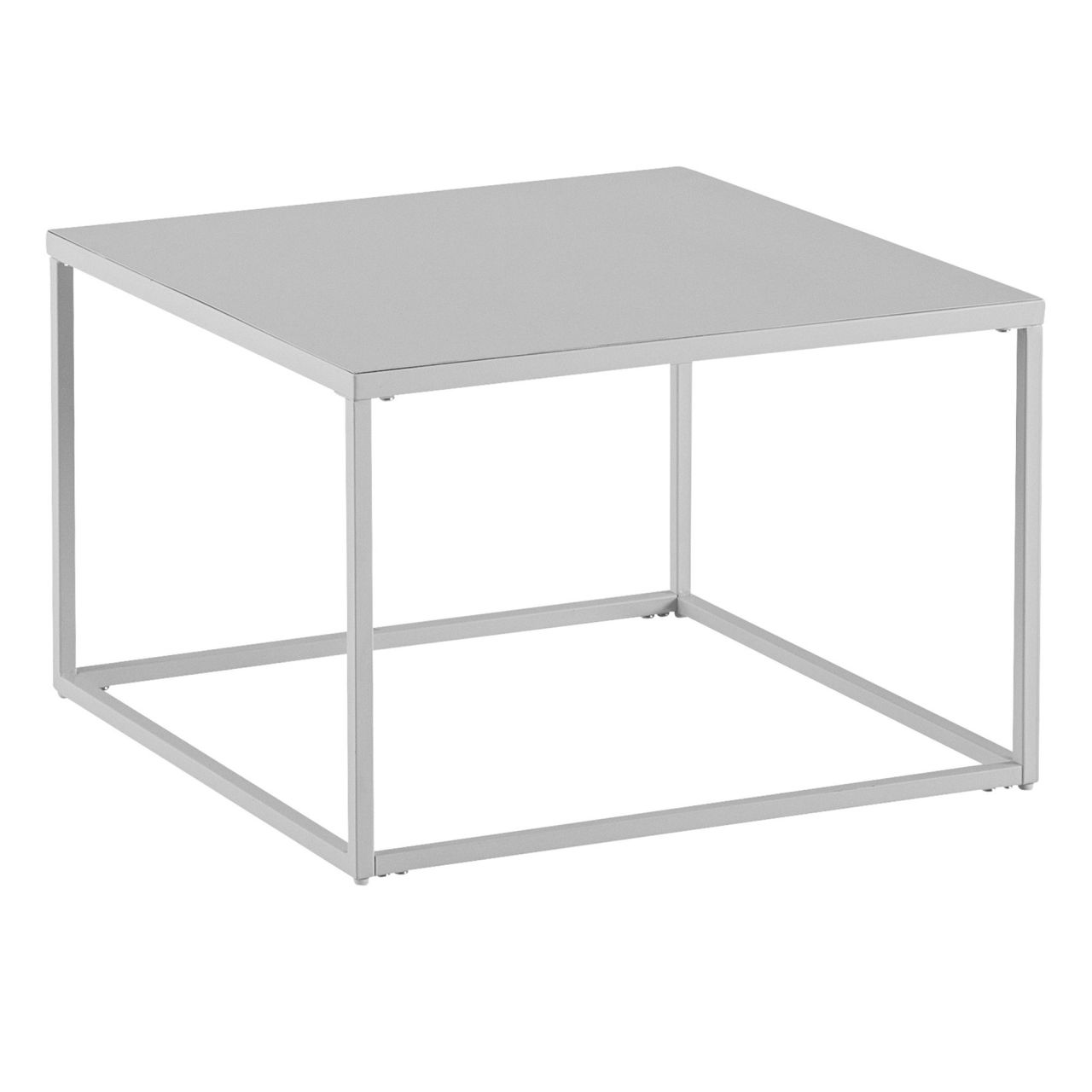 Couchtisch 60x60x40 cm Metall Wohnzimmertisch Industrial Weiß, Sofatisch Quadratisch, Loungetisch Kaffeetisch Stahl, Beistelltisch Quadratisch