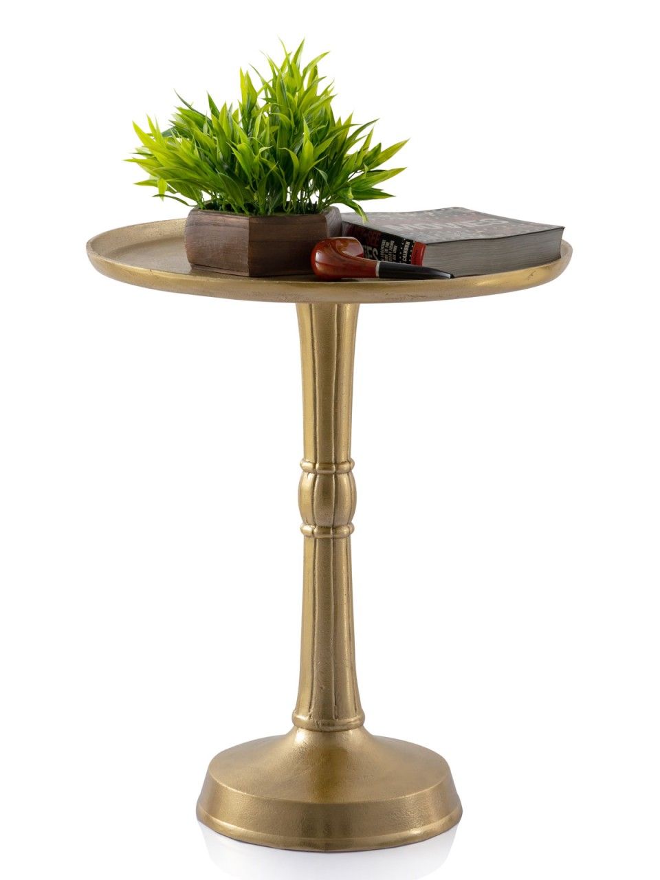 Beistelltisch Metall rund ø 44×53 cm Dekotisch Adlon silber oder gold mit Design Mittelfuß Aluminium gold