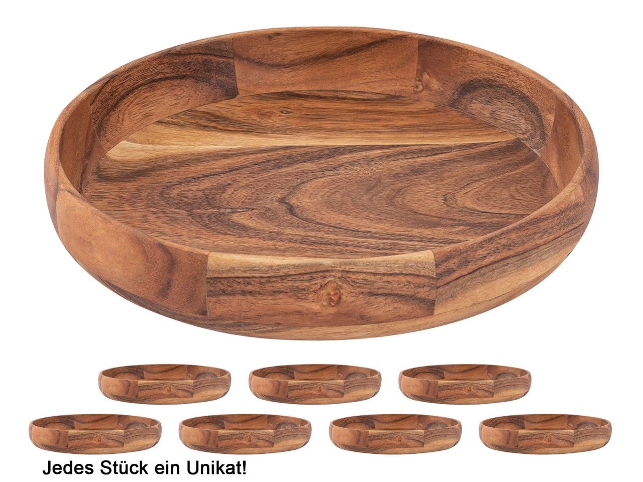 Obstschale Deko Schale Holz Masterbox 8-teilig ø30cm lebensmittelecht Akazie massiv