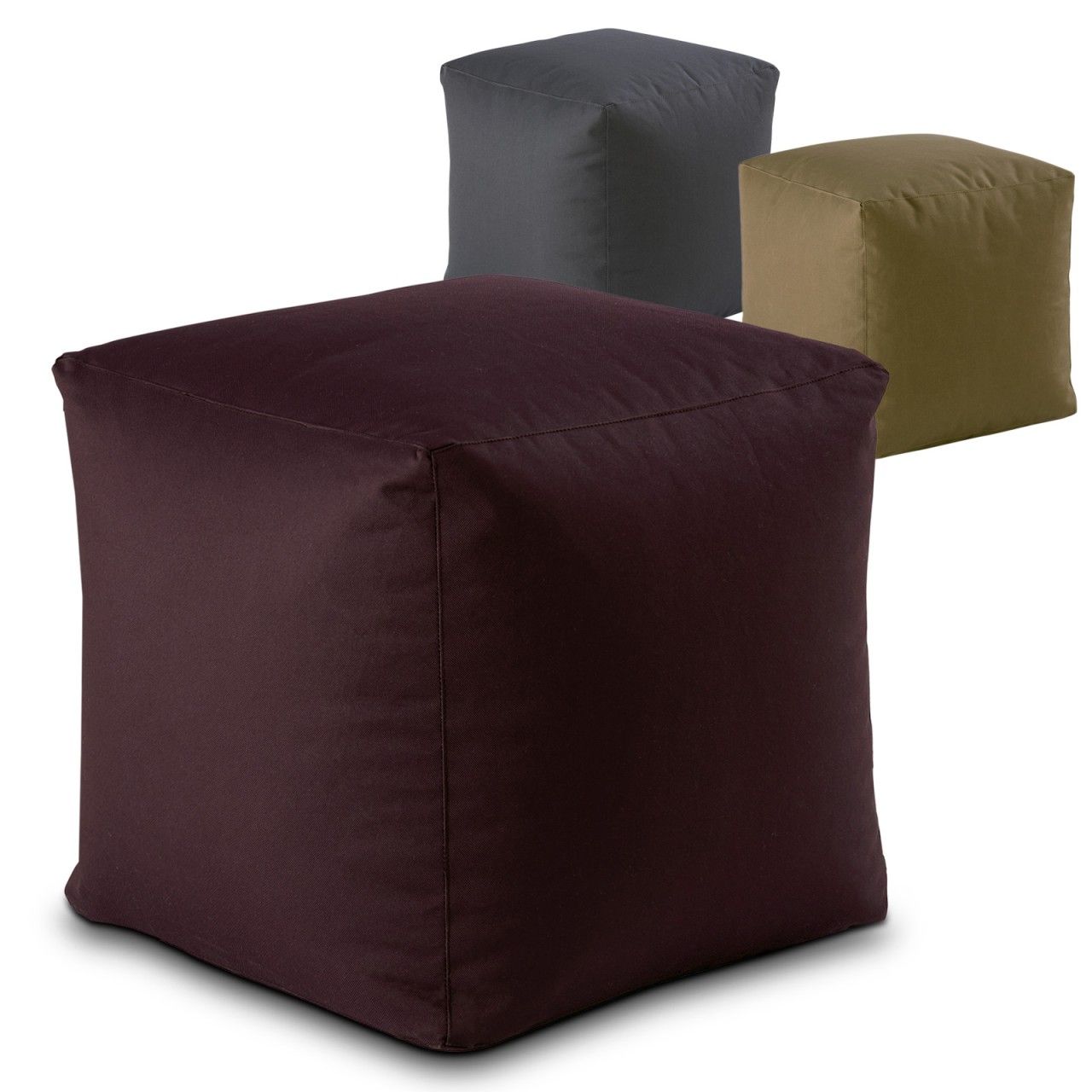 Sitzhocker Outdoorf Sitzwürfel 45x45x45cm Fußhocker Bodenkissen Garten Terrasse Bamba rot – bordeaux