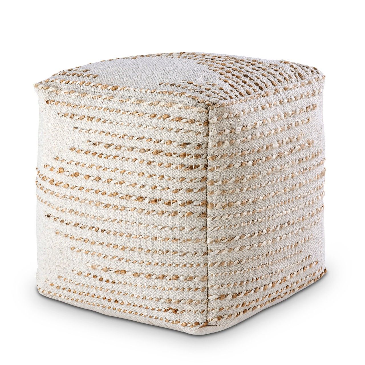 Sitzhocker Jute 45x45x45cm Sitzpouf quadratisch Deko Hocker natur Jutehocker Bodenkissen Fußhocker