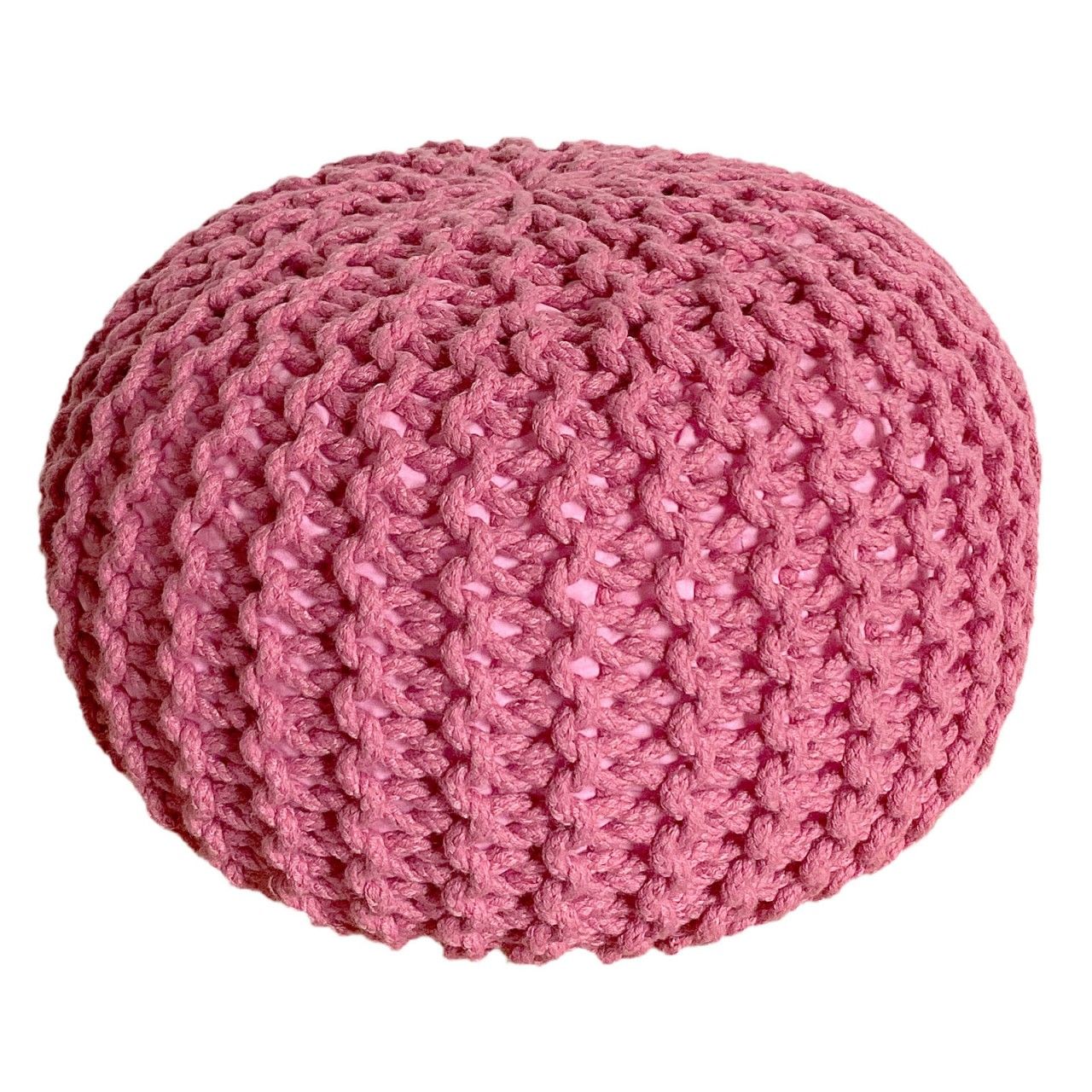 Pouf Ø 55 cm Sitzpouf Strickhocker Hocker Pool Garten Innen & Außen waschbar blass pink