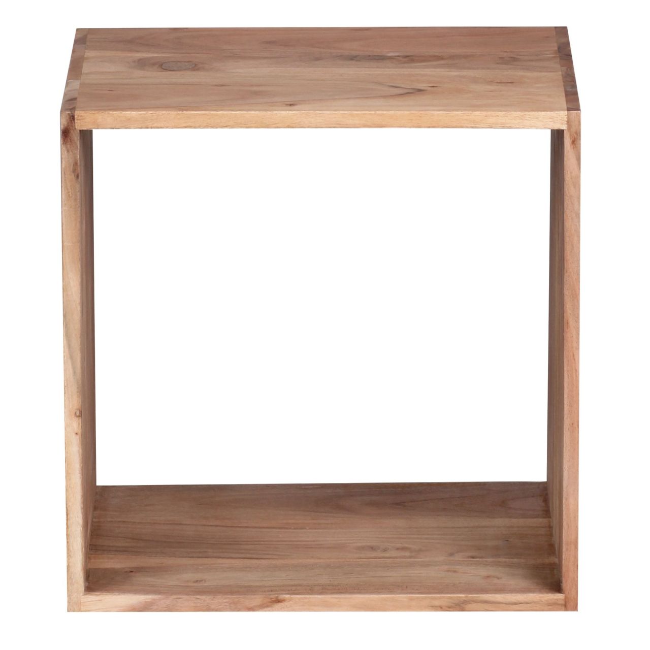 Standregal MUMBAI Massivholz Akazie 43,5 cm Cube Regal Design Holzregal Naturprodukt Beistelltisch Landhaus-Stil